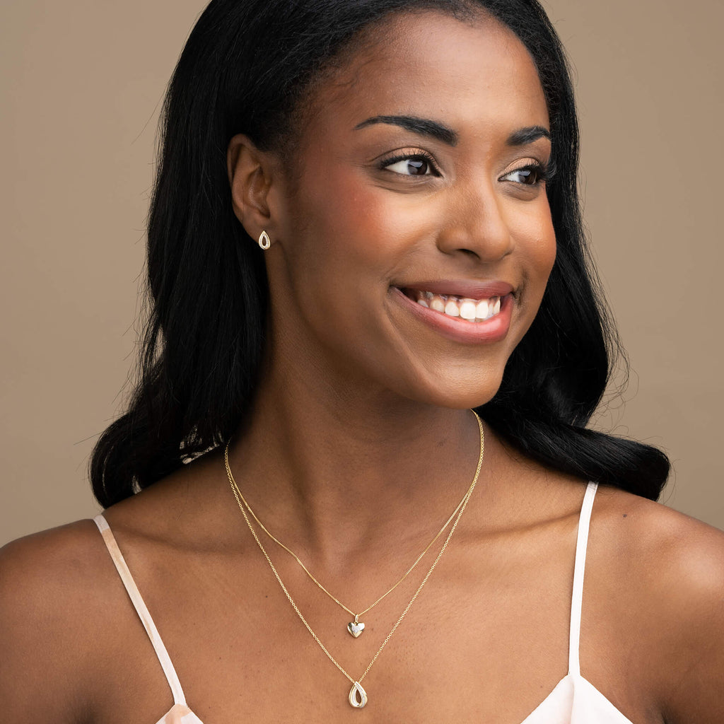 Elements Gold Cut Out Diamond Teardrop Earrings-3