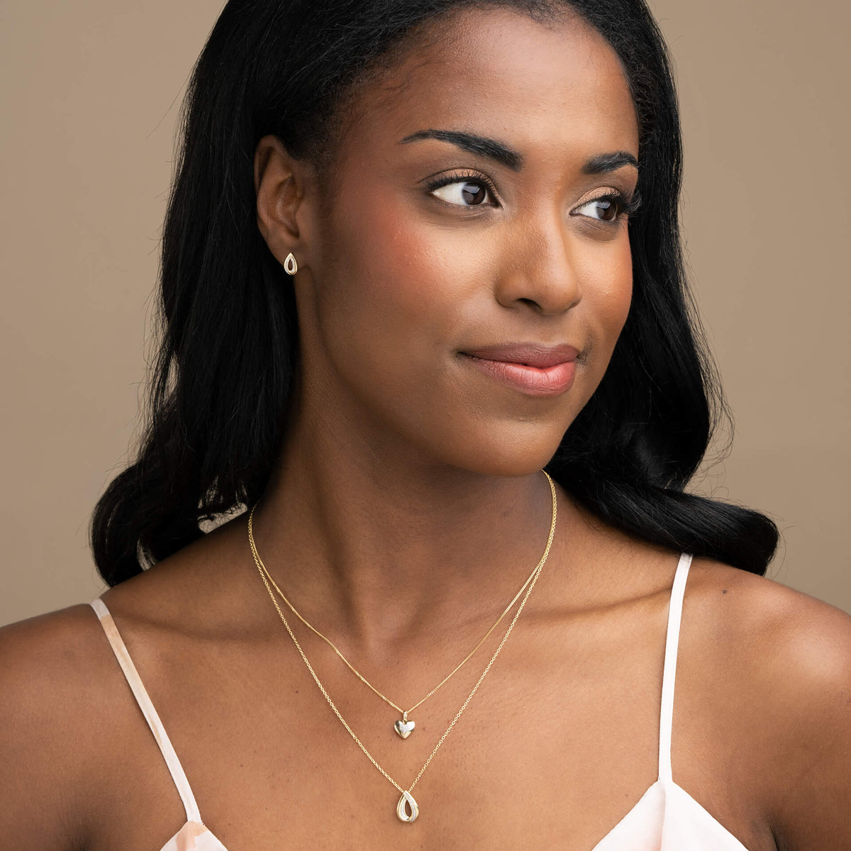 Elements Gold Cut Out Diamond Teardrop Pendant-4