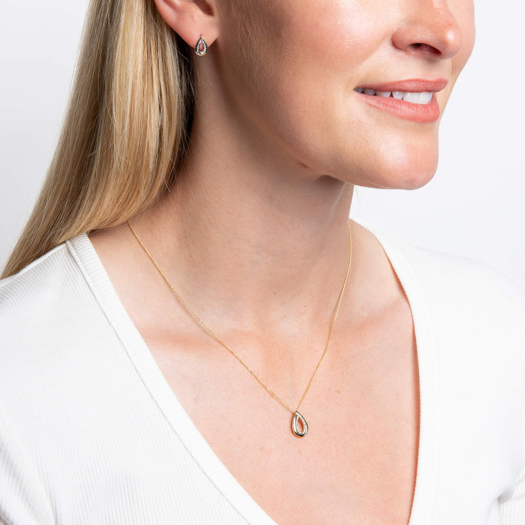 Elements Gold Cut Out Diamond Teardrop Earrings-2