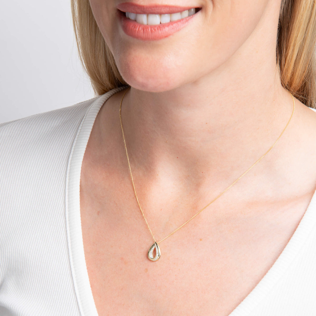 Elements Gold Cut Out Diamond Teardrop Pendant-1