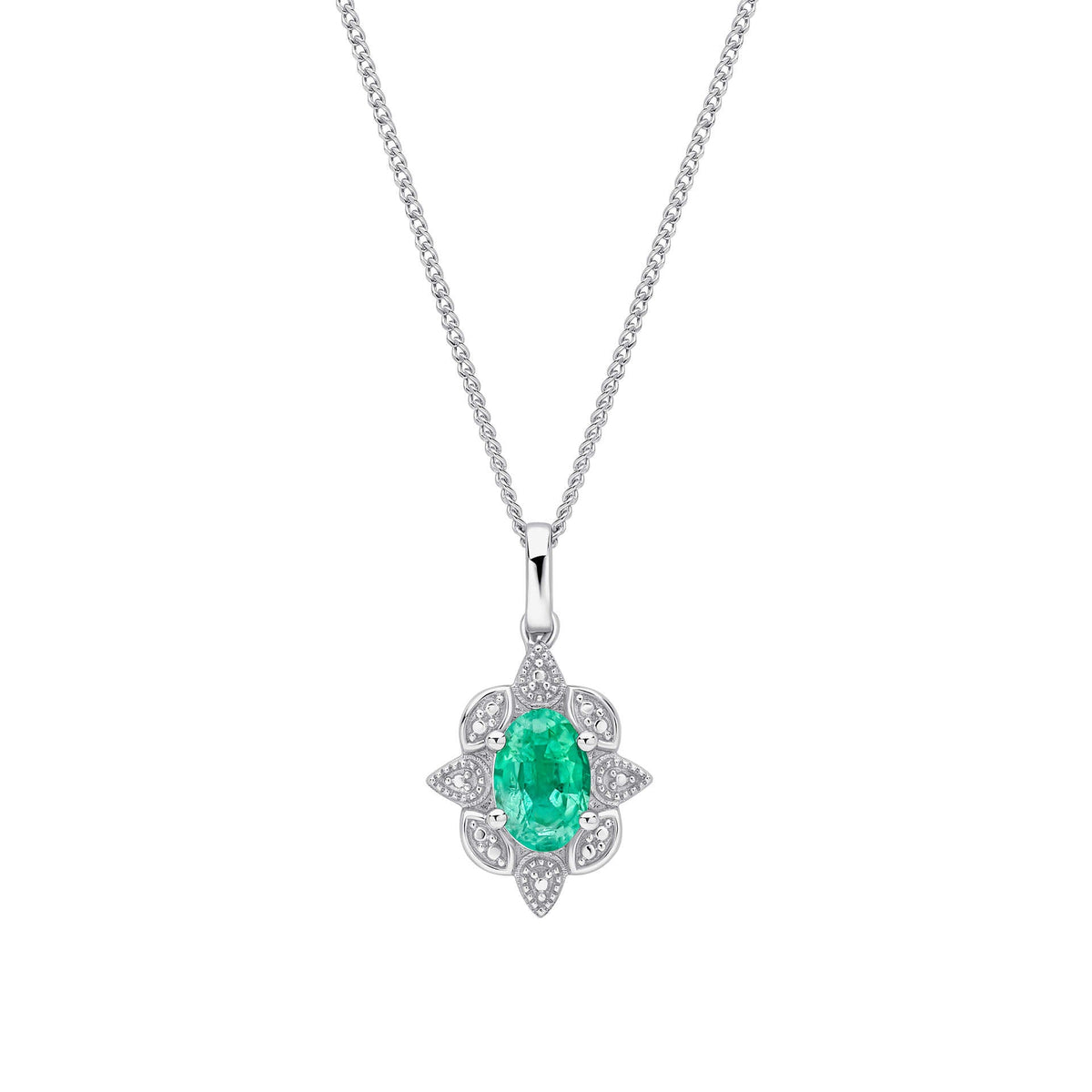 Elements Gold Emerald Art Deco Pendant-0