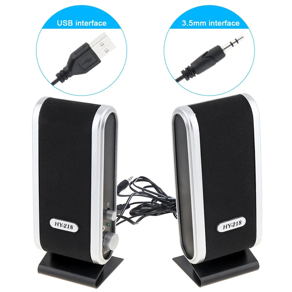6W USB Wired Stereo Speakers for PC Laptop (White)-1