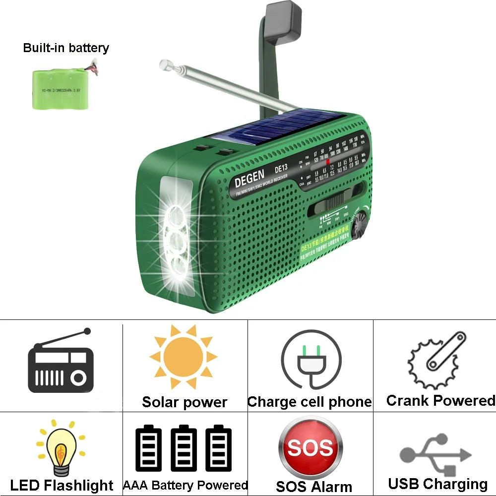 Emergency Solar Radio with Flashlight Green - Radios at Dealshubindia