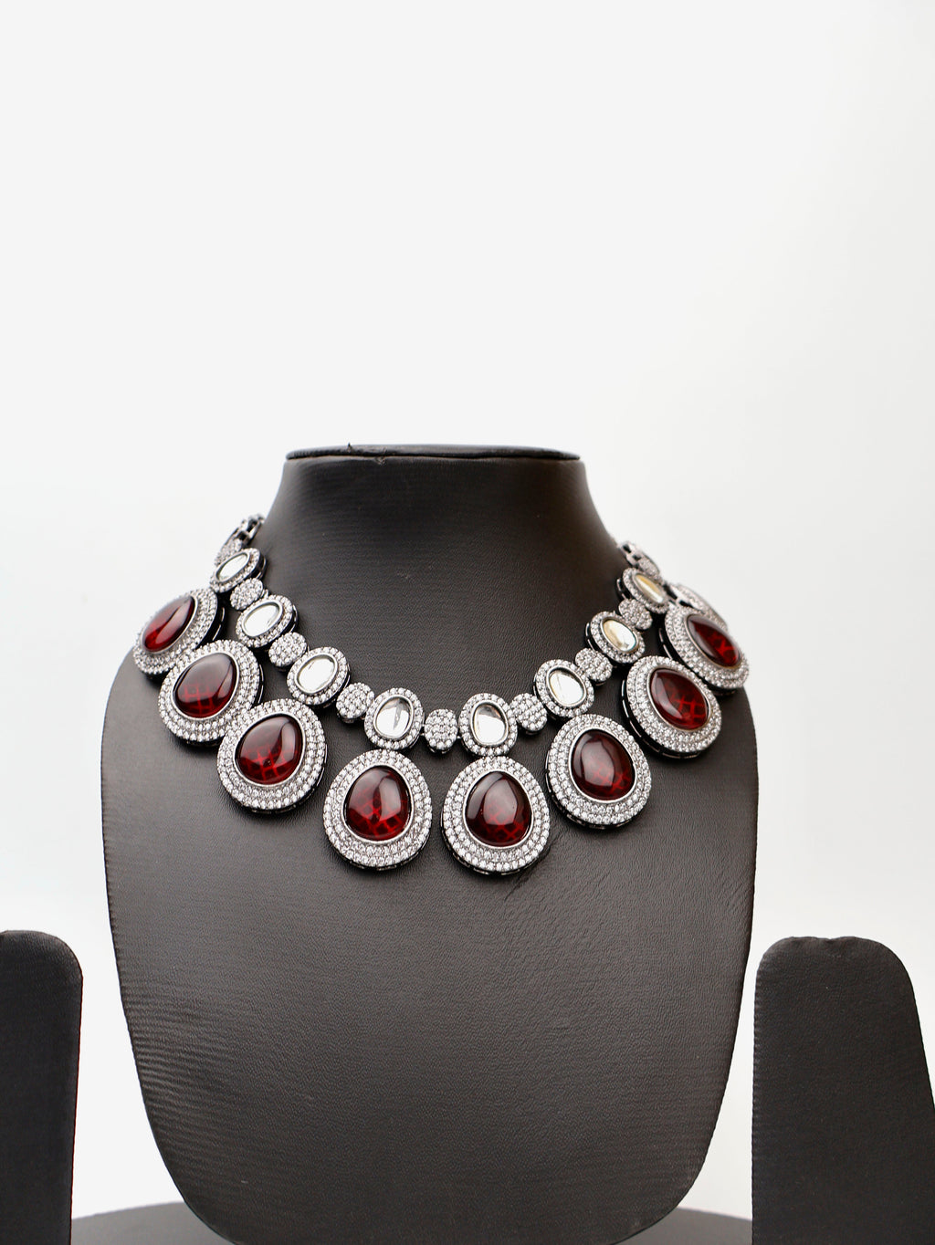 Pyrope Garnet Stone Reverse AD High Quality Necklace Set - Fashion Jewelry at Dealshubindia
