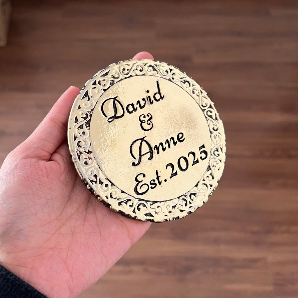 Custom Engraved Brass Coasters – Set of 4