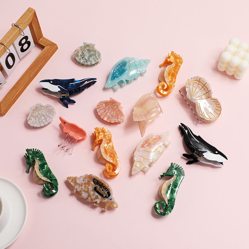 PAWSOME PETS NEW YORK Hand-painted OCEAN Claw Hair Clip #24 | Eco-Friendly - hair claws at Dealshubindia