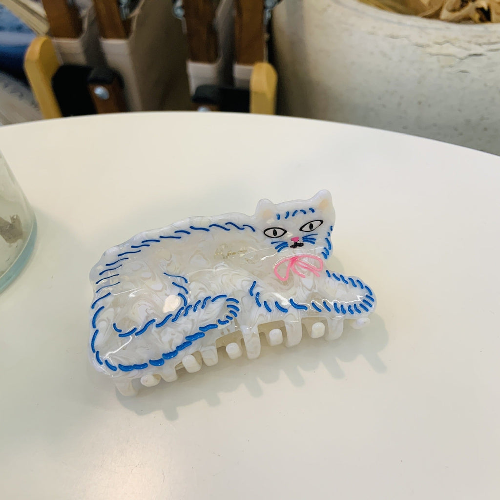 PAWSOME PETS NEW YORK Hand-painted LAZY CATS Claw Hair Clip #18 | Eco-Friendly - hair claws at Dealshubindia