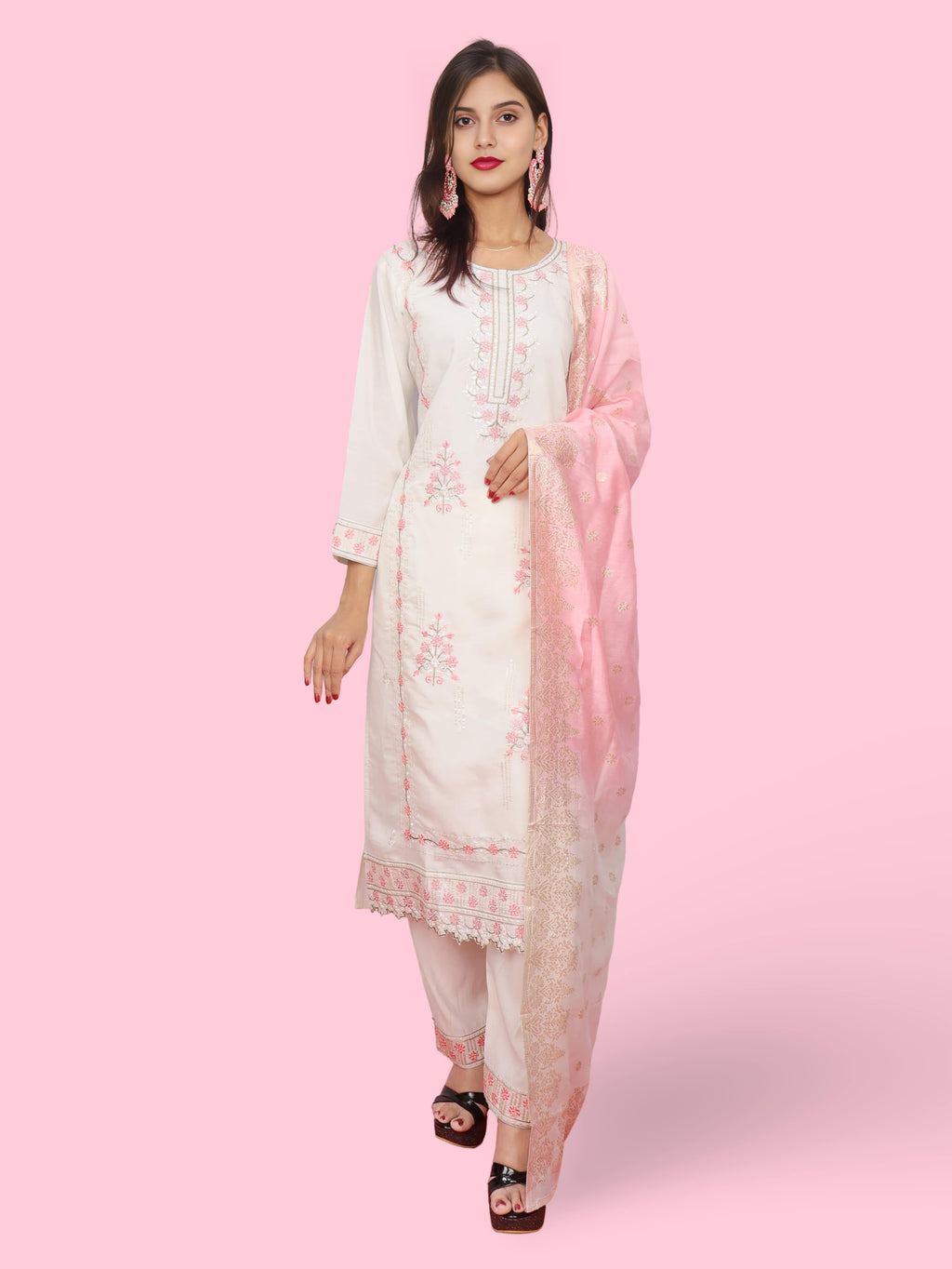 Women's Cotton Rayon Kurta-Pant, and Dupatta Set
