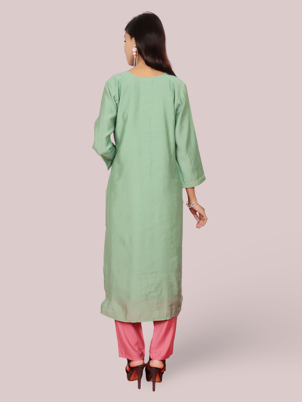 Woman Straight Suit Set with Pant & Dupatta