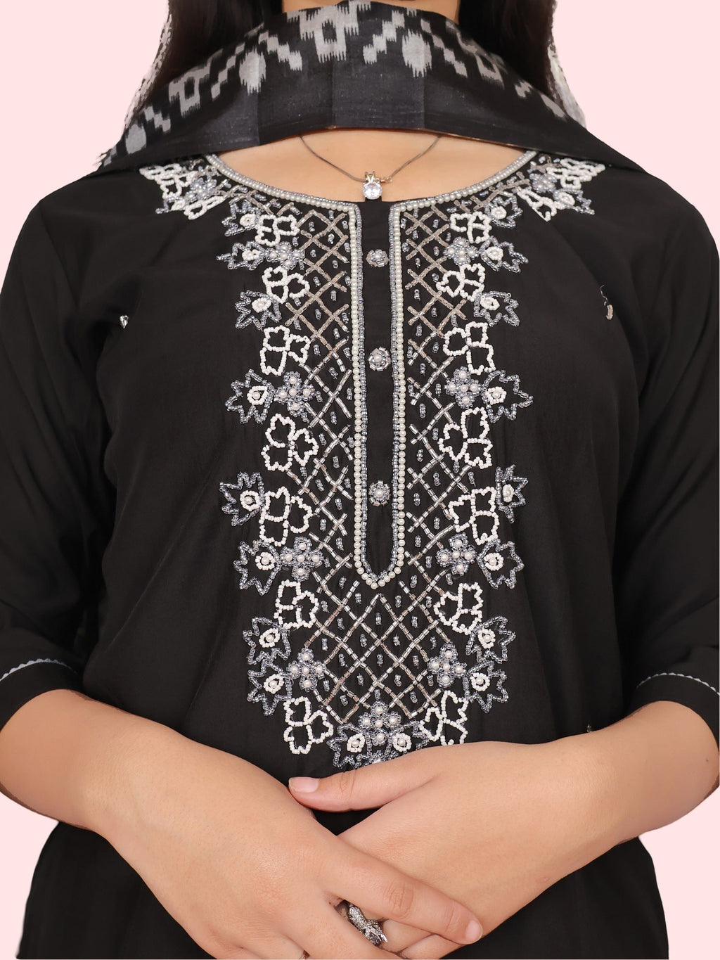 Woman Straight Suit Set with Pant-Dupatta