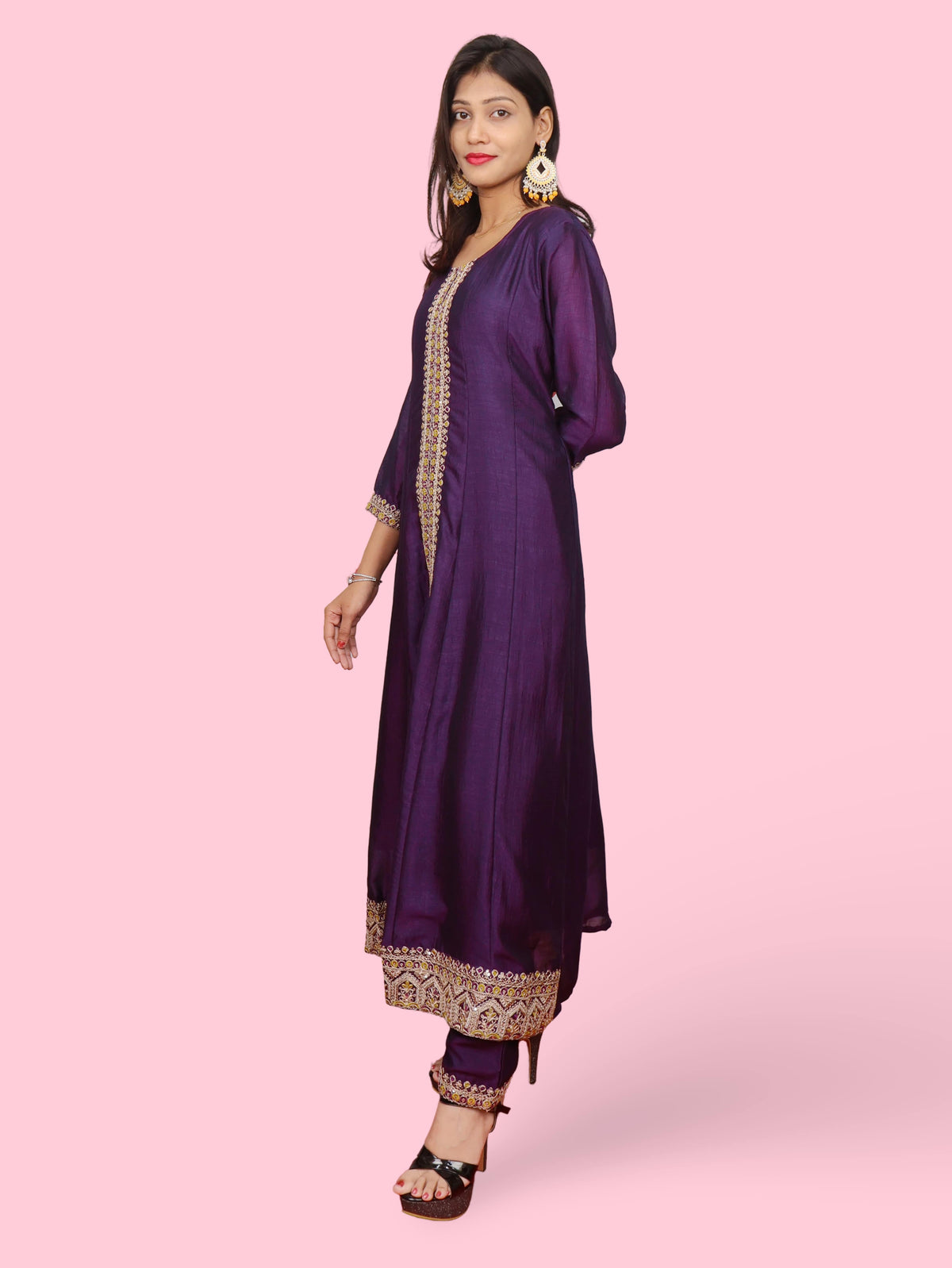 Woman's Anarkali Suit Set with Dupatta
