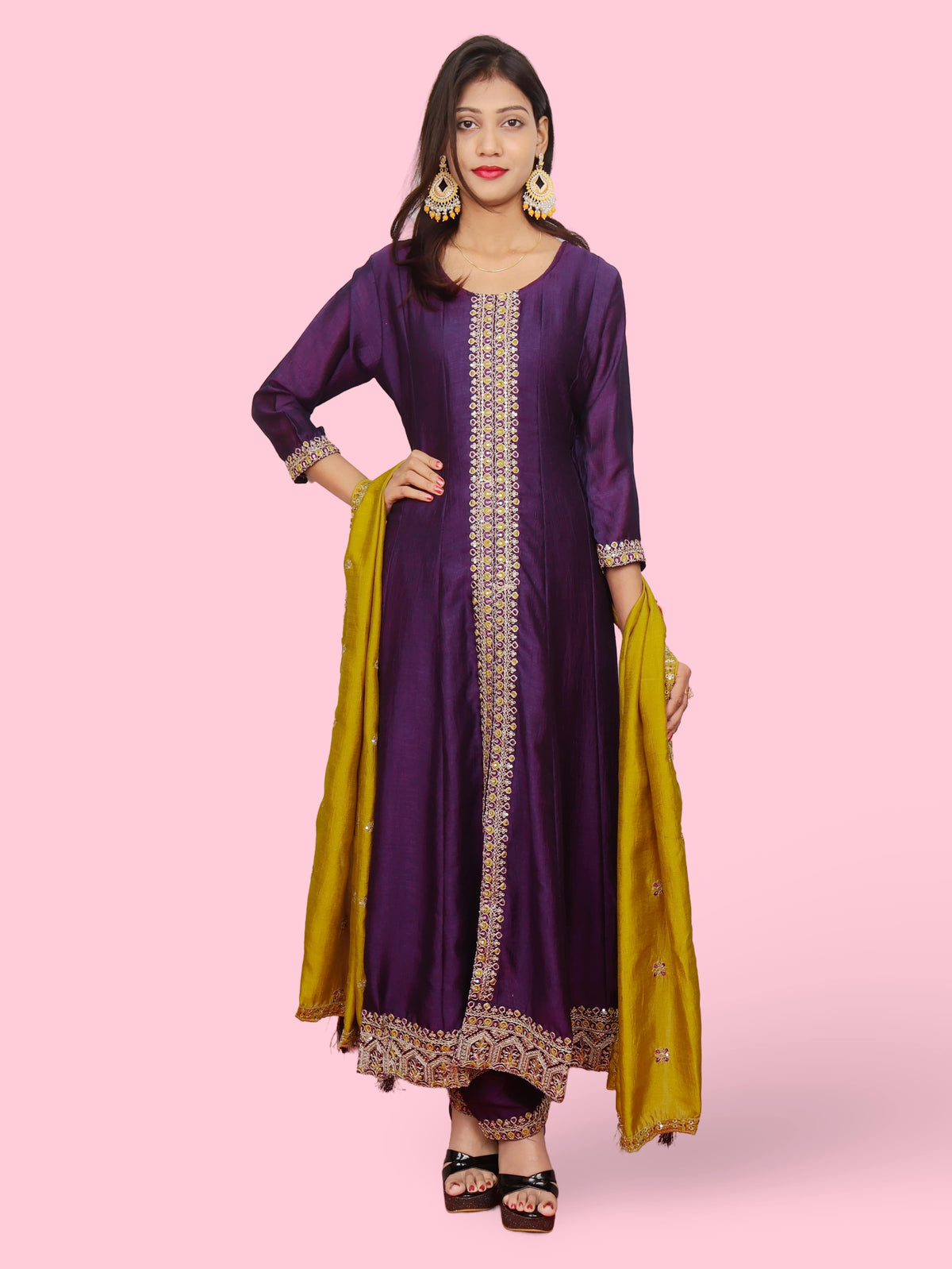 Woman's Anarkali Suit Set with Dupatta
