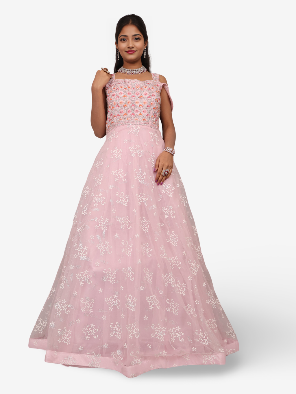 Gown with Stone Work & Embroidery by Shreekama