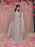 Multi Color Net Fabric Gown with Mirror Work & Embroidery by Shreekama