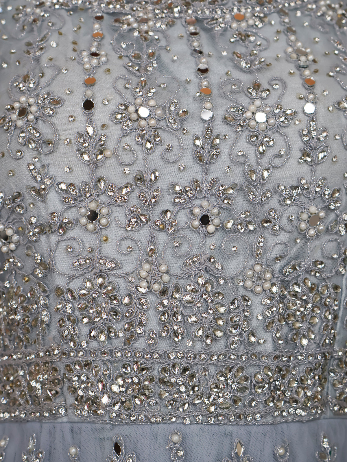 Net Fabric Gown with Pearl & Embroidery by Shreekama