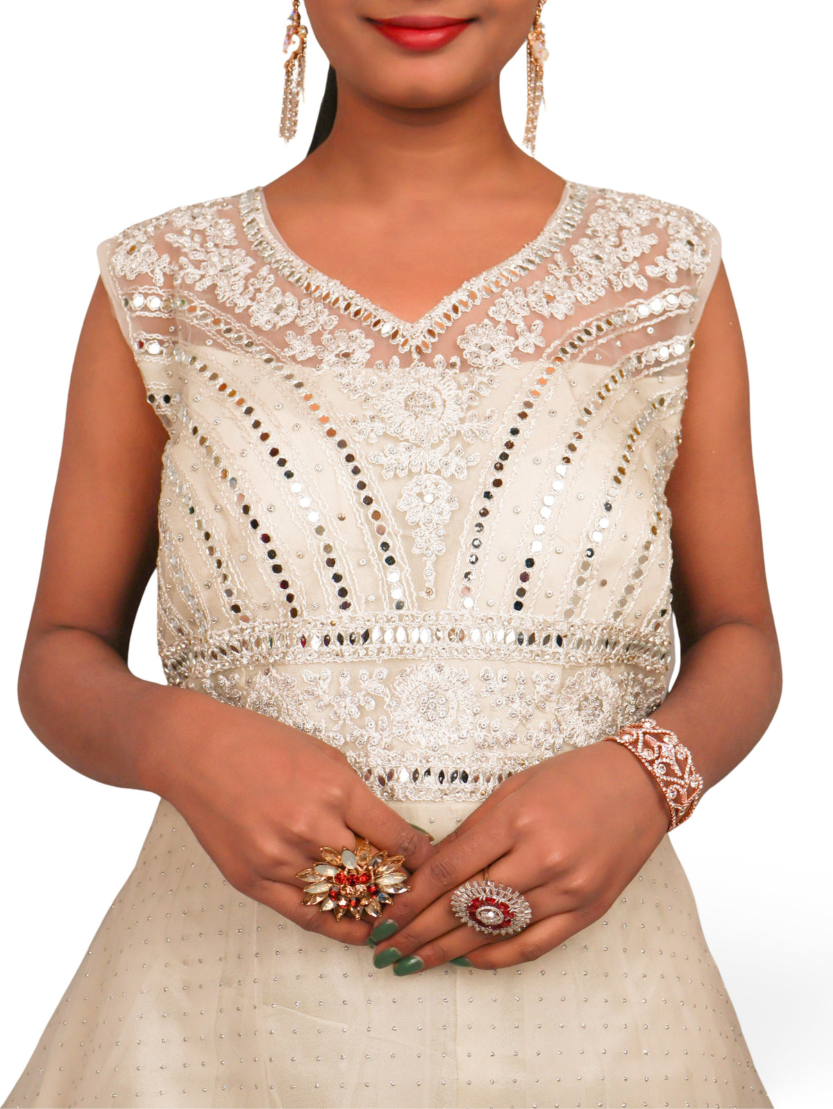 Gown with Embroidery & Glitter Work by Shreekama