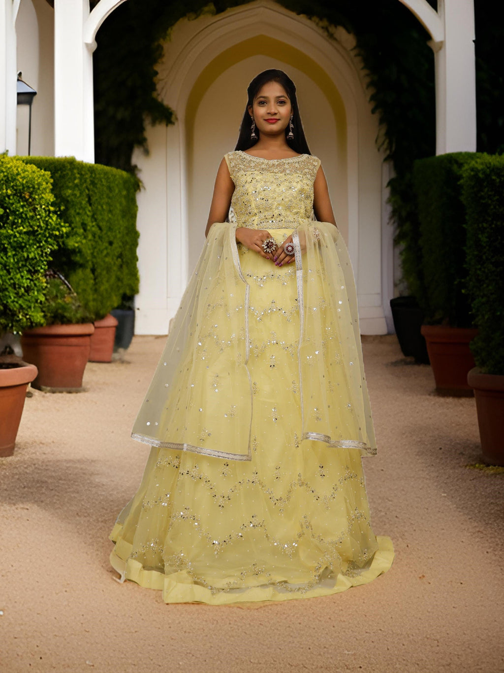 Gown with Pearls & Sequin by Shreekama