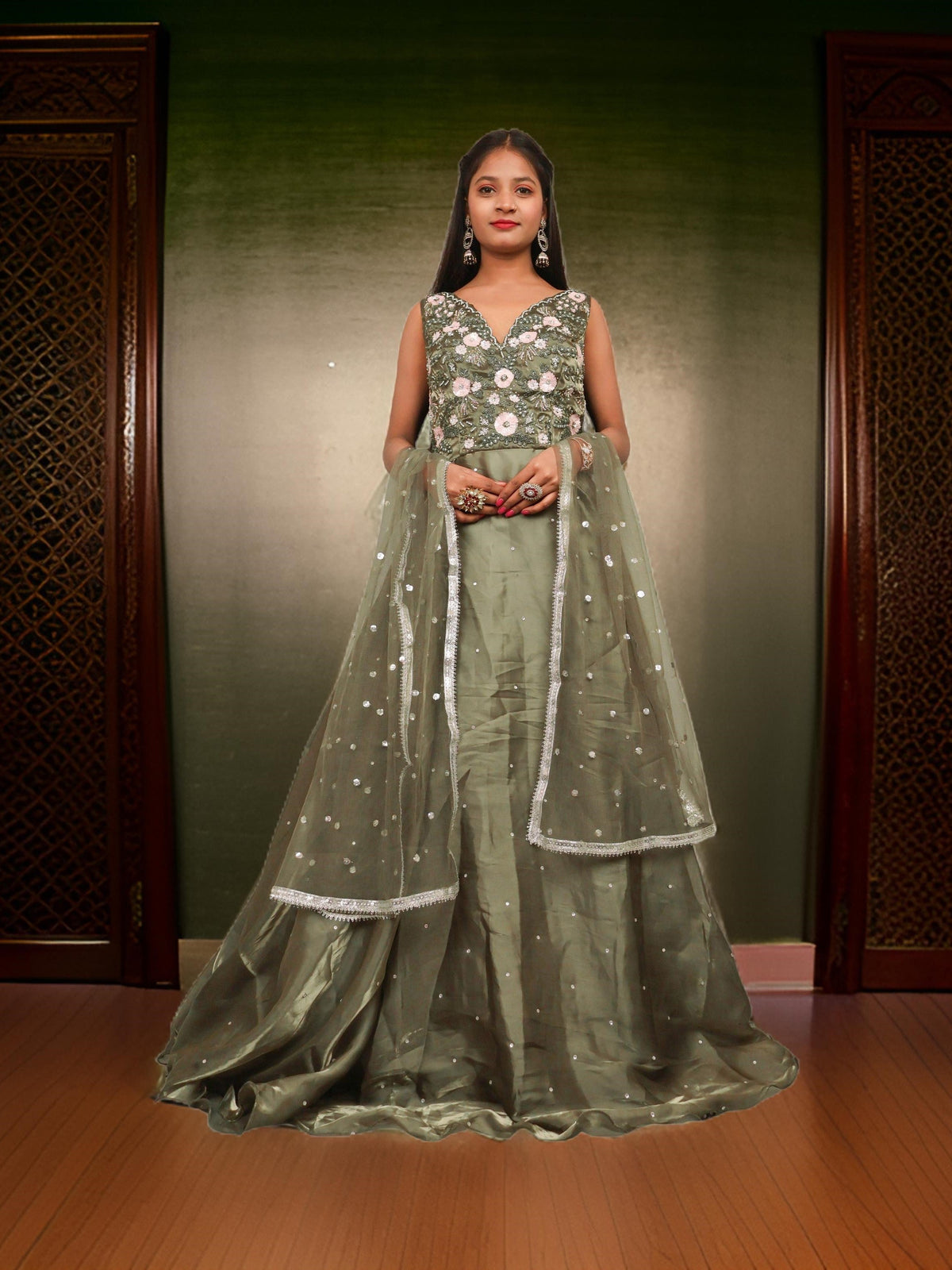 Gown with Sequin & Cut Dana Work by Shreekama