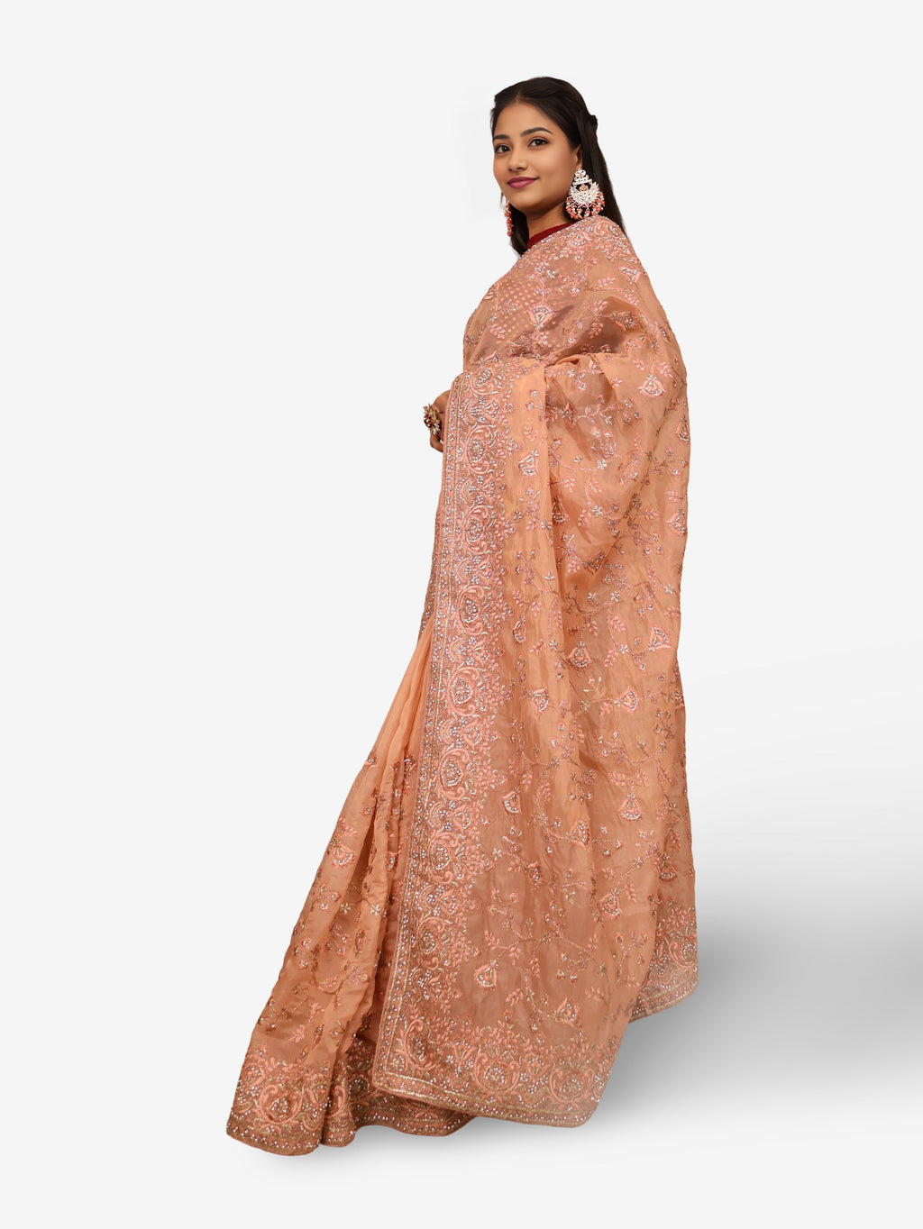 Designer Saree with Stone & Heavy Embroidery Work by Shreekama