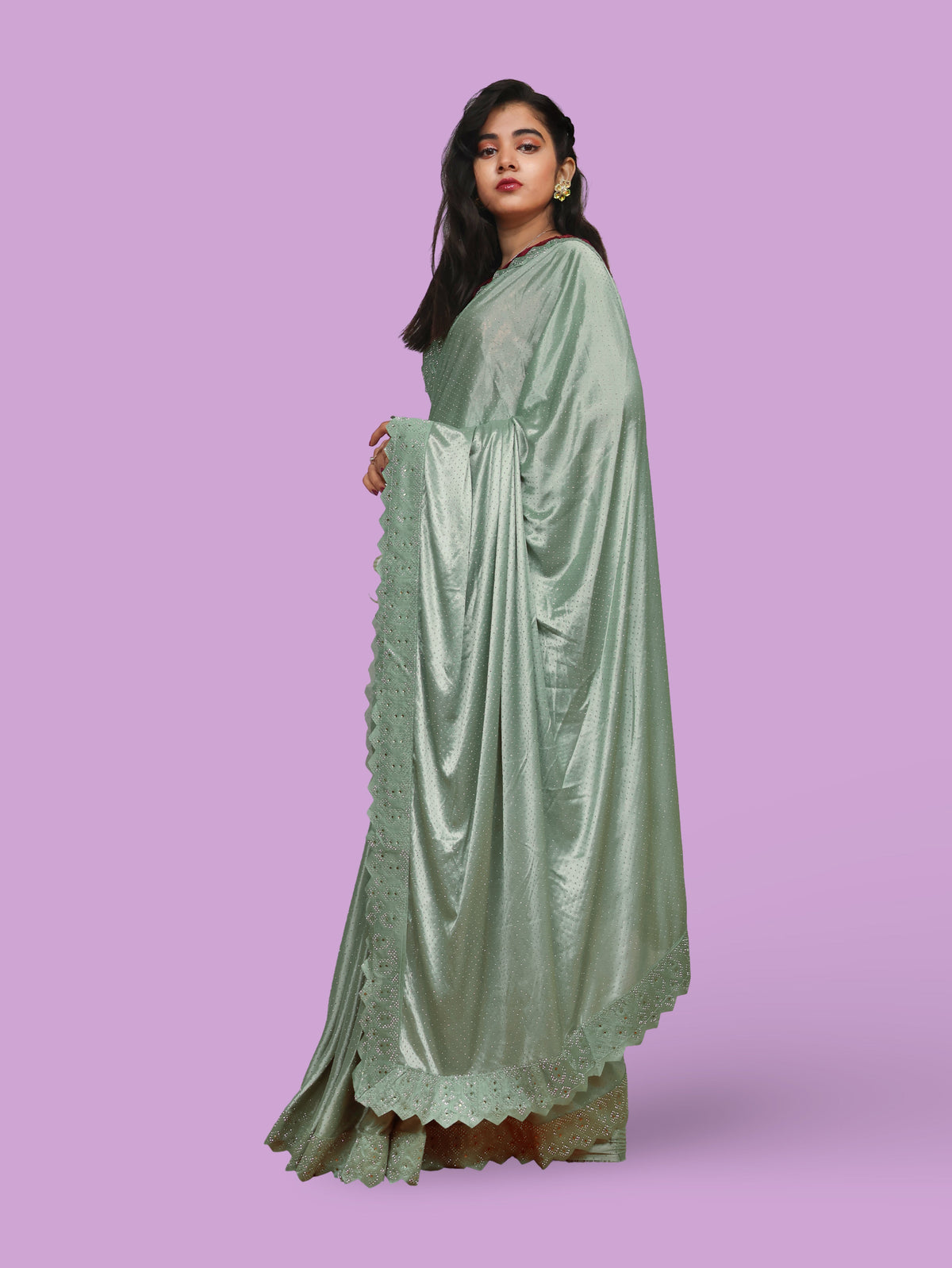 Designer Saree with Heavy Rhinestone & Glitter Work by Shreekama