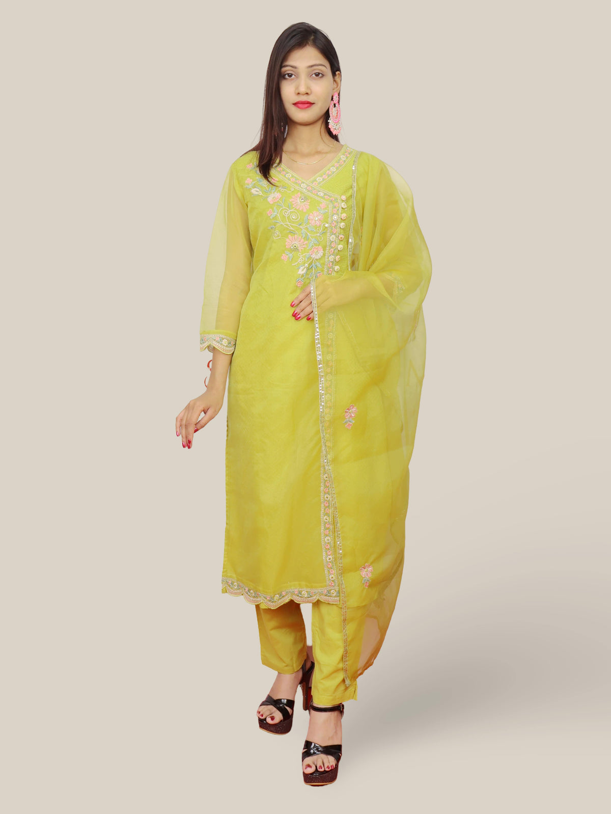 Women's Cotton Kurta-Pant, and Dupatta Set
