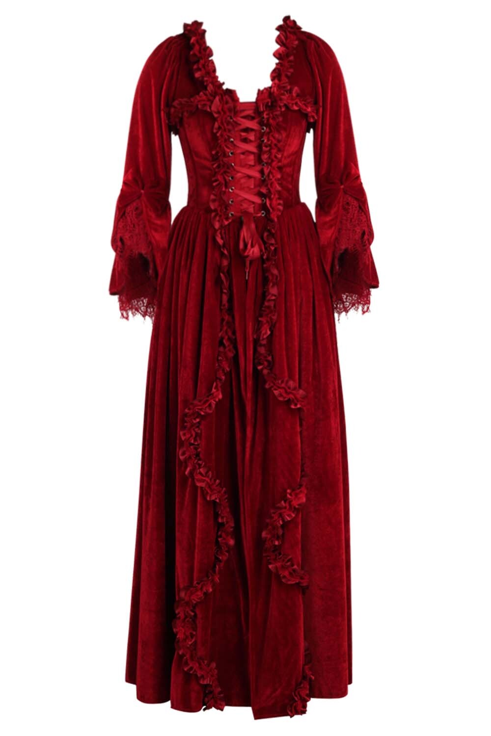 Maroon Rococo Muse Corset Dress