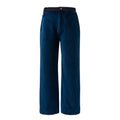 Blue velvet weekend pants with elastic waistband and button detail