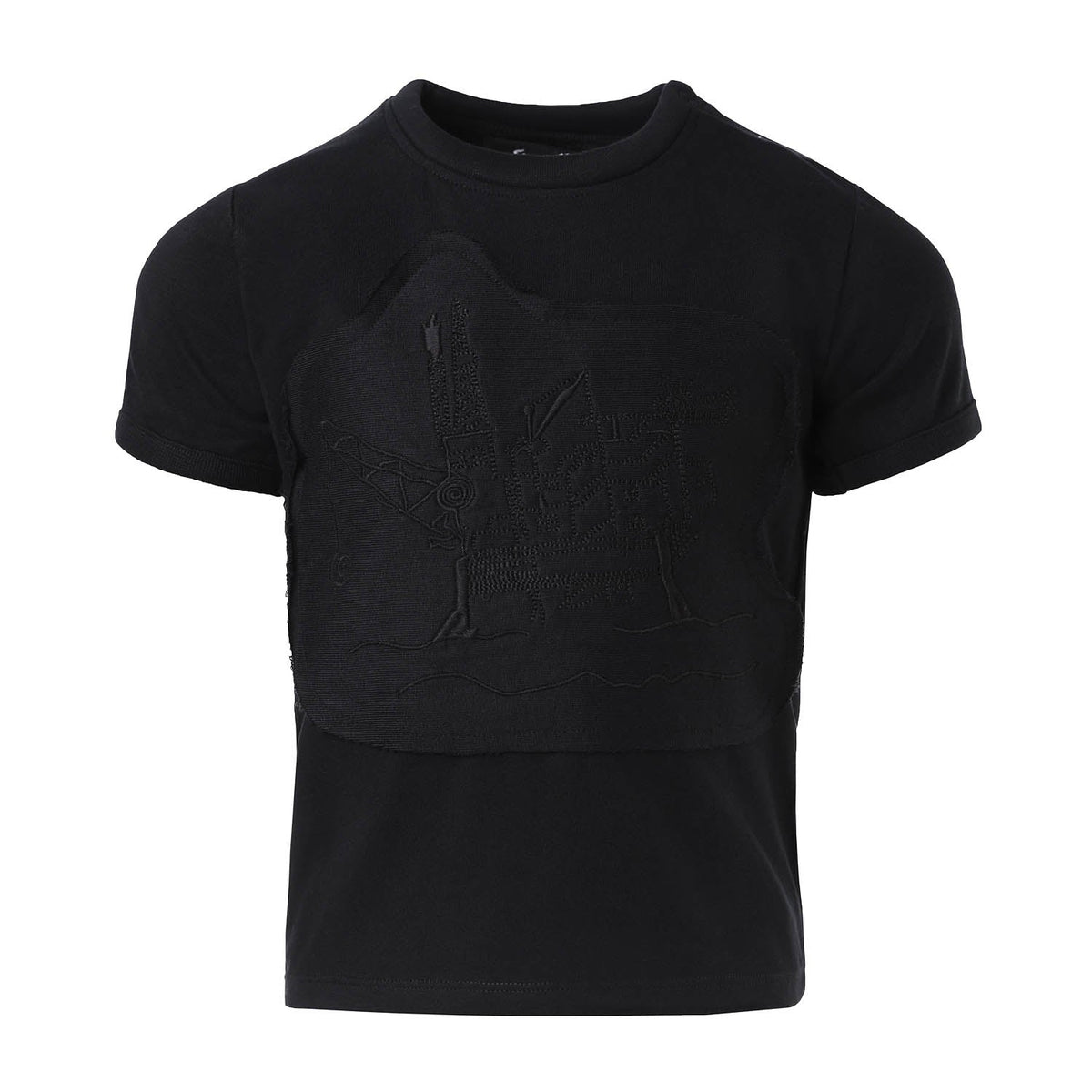 Kids Black T-Shirt with Appliqué - T-Shirt at Dealshubindia