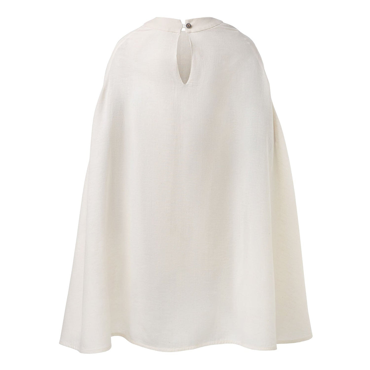 Girls' white smock dress cape back view with keyhole neckline