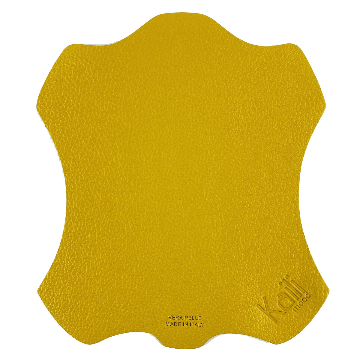 K0001RB | Mouse Pad Made in Italy Full grain genuine leather, dollar grain - Yellow color - Size: 20 x 23 cm - Package: Tnt tubular bag - Accessory at Dealshubindia