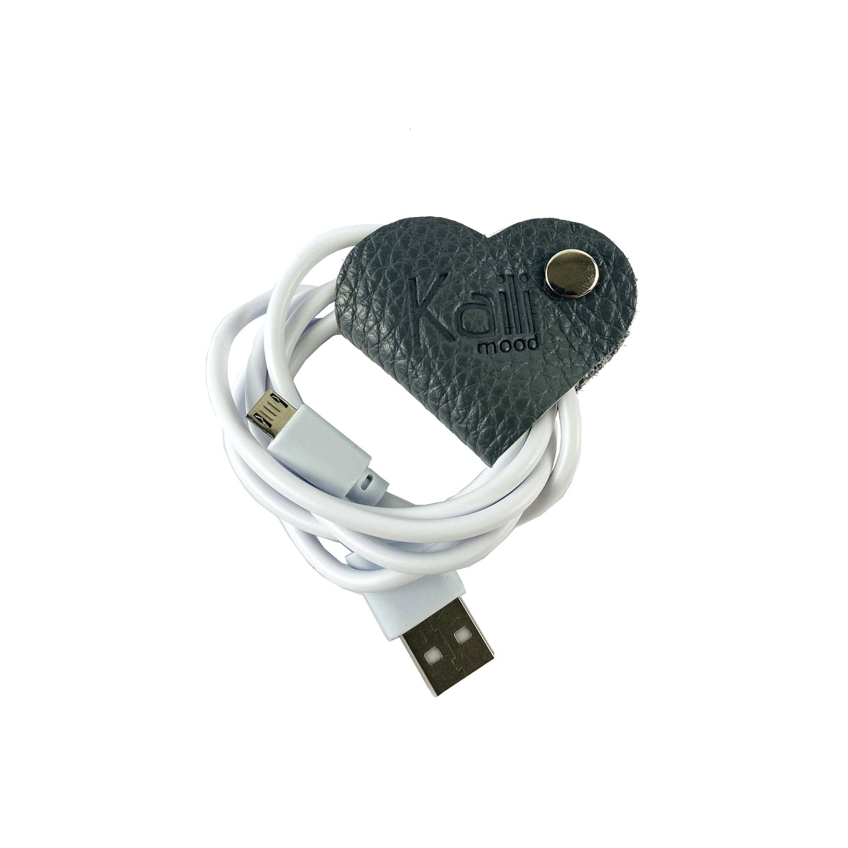 K0039FB | Heart Winder Made in Italy Genuine Full Grain Leather, Dollar Grain - Grey Color - Size: 5 x 8 x 0.5 cm - Package: Hard Bottom/Lid Gift Box