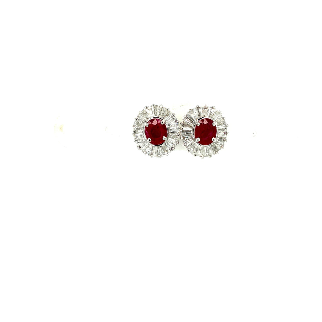 Ruby and Diamond Earring in 14K White Gold - KGT 33190-0