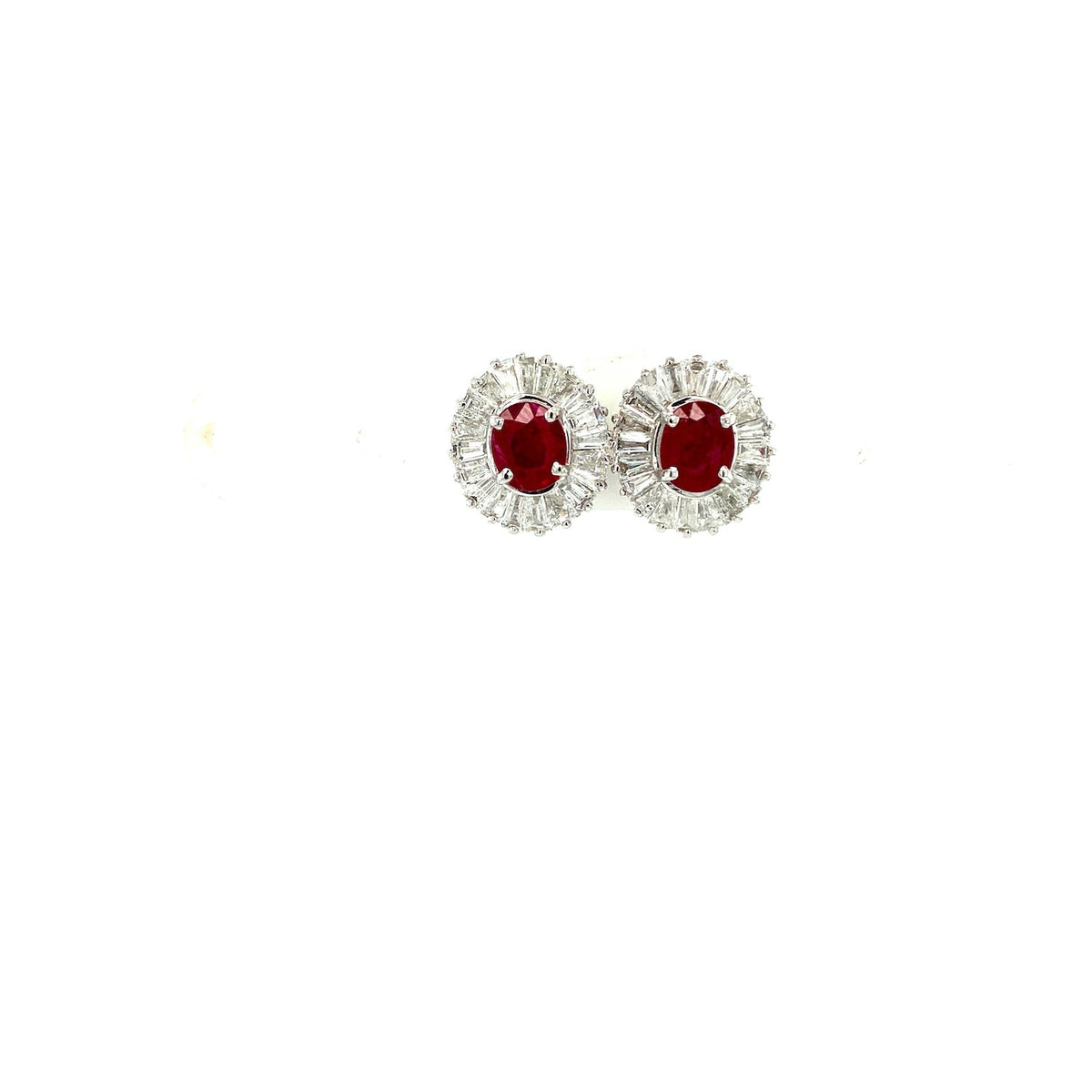 Ruby and Diamond Earring in 14K White Gold - KGT 33190-0