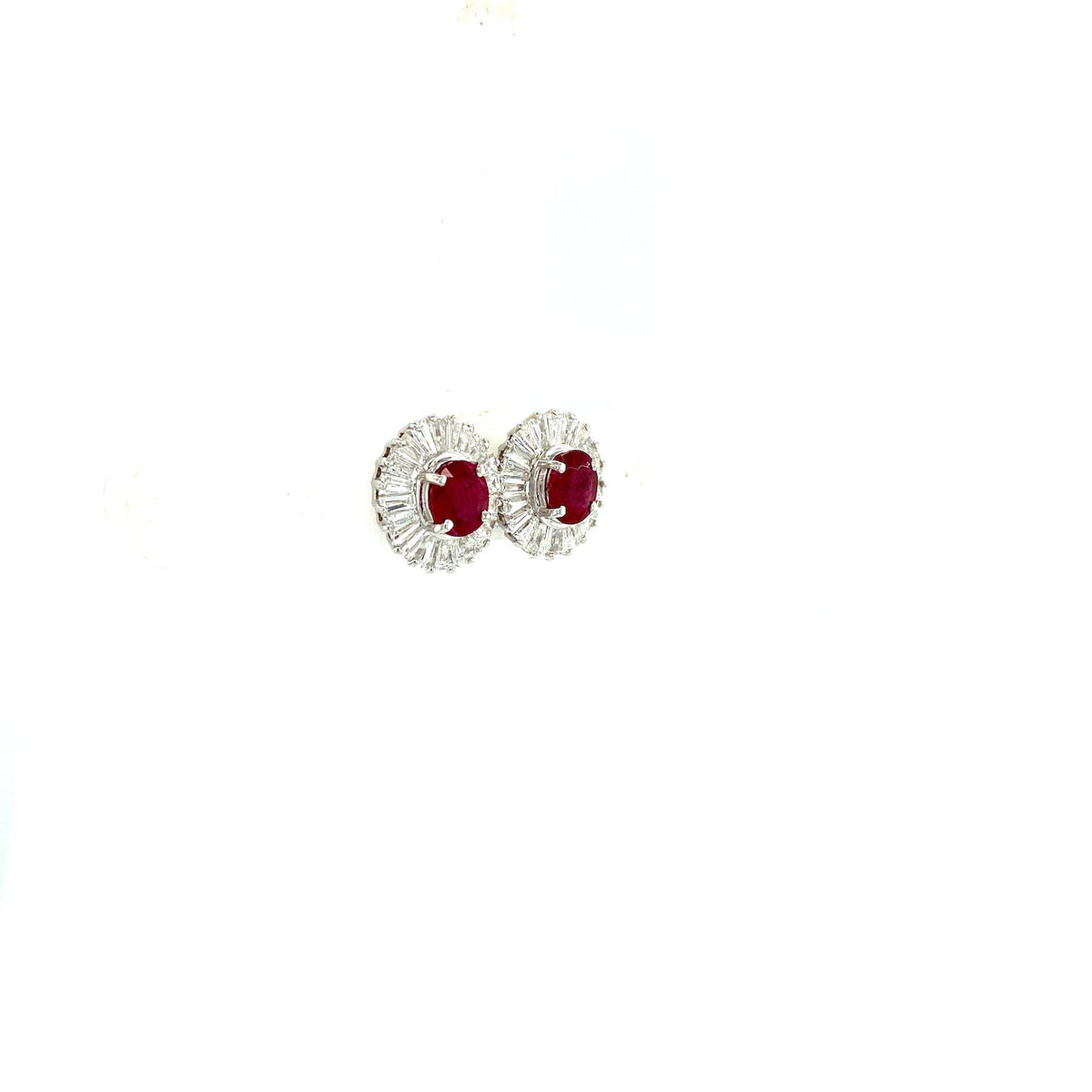 Ruby and Diamond Earring in 14K White Gold - KGT 33190-1