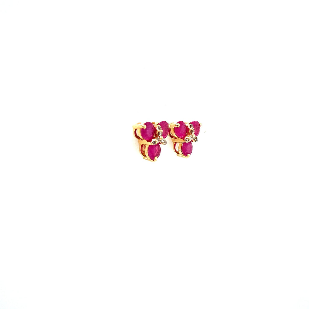 Ruby and Diamond Earring in 14K Yellow Gold - KGT 33498