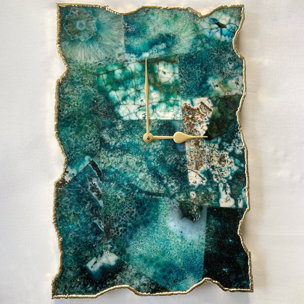 Large Composite Green Agate Wall Clock 10"x15"