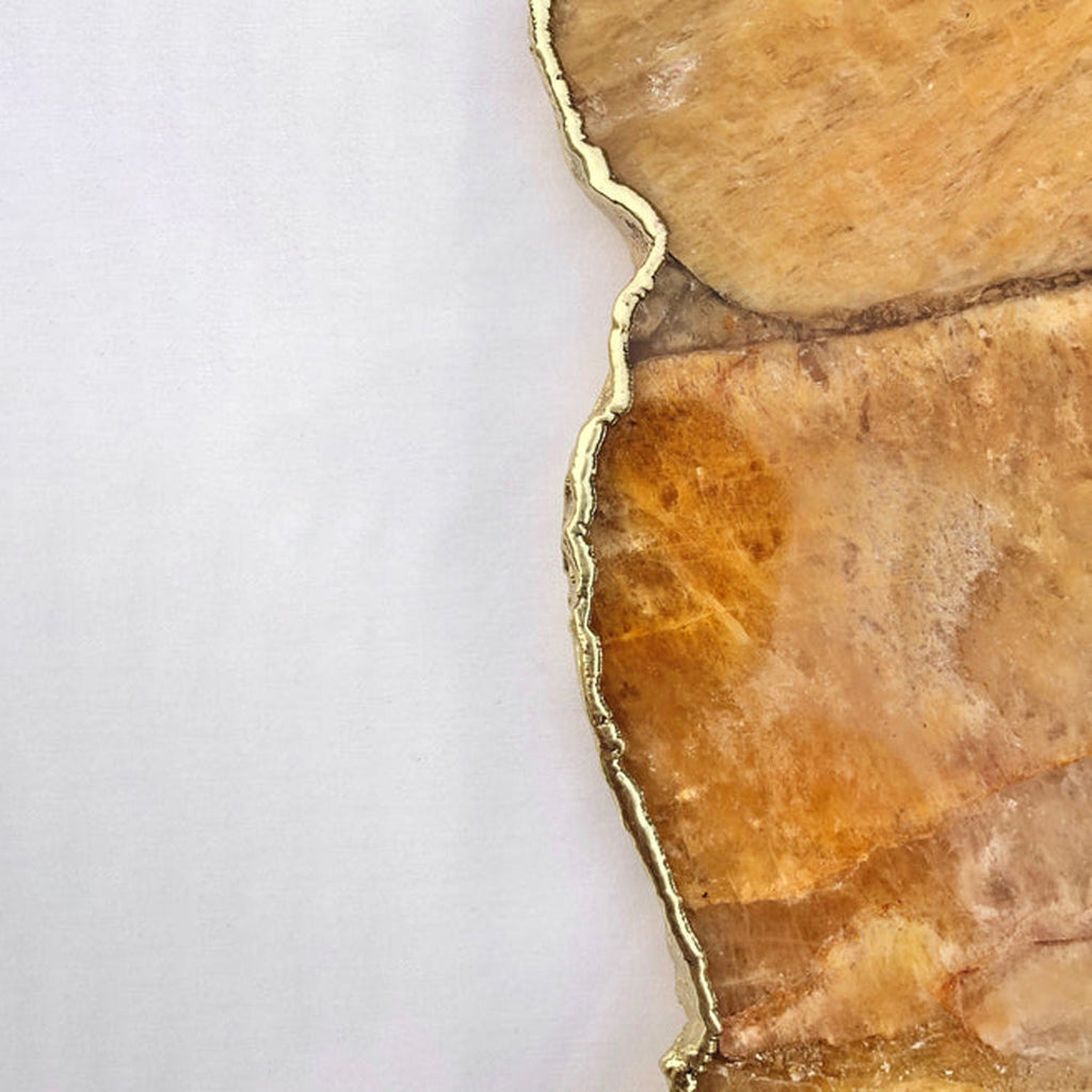Large Golden Brown Agate Cheese Platter/Tray 10"x15"