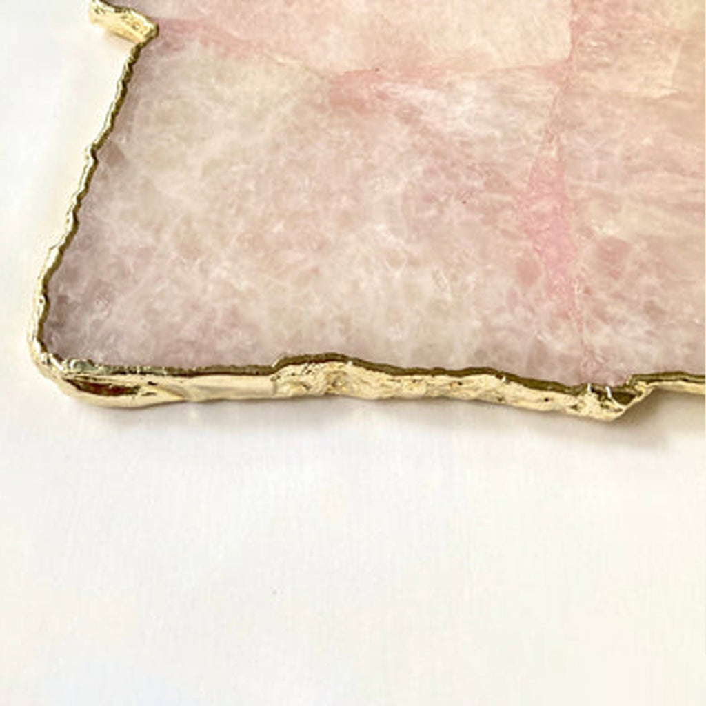Large Rose Quartz Agate Cheese Platter/Tray 10"x15"