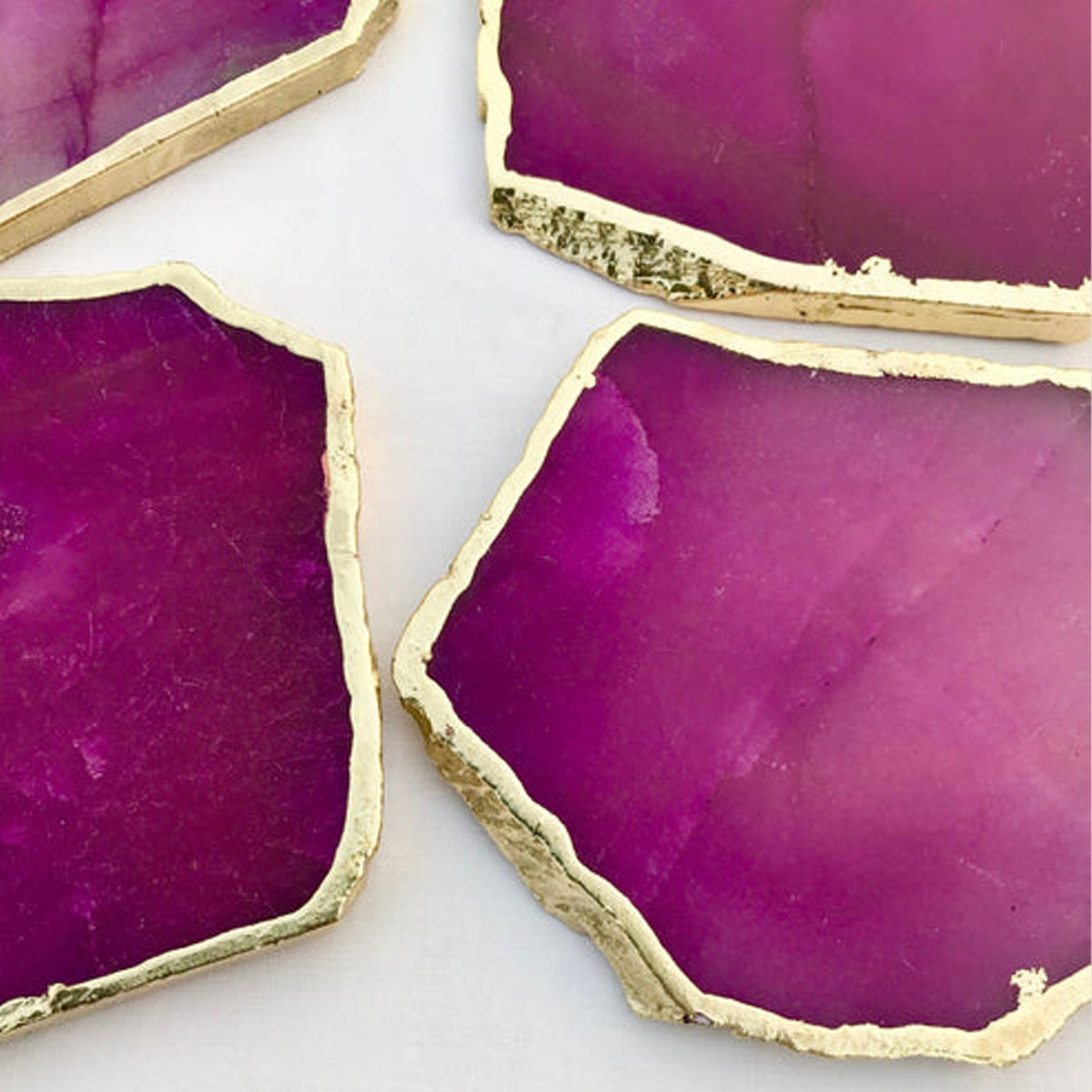 Magenta Aventurine Natural Edge Coasters – Set of 4