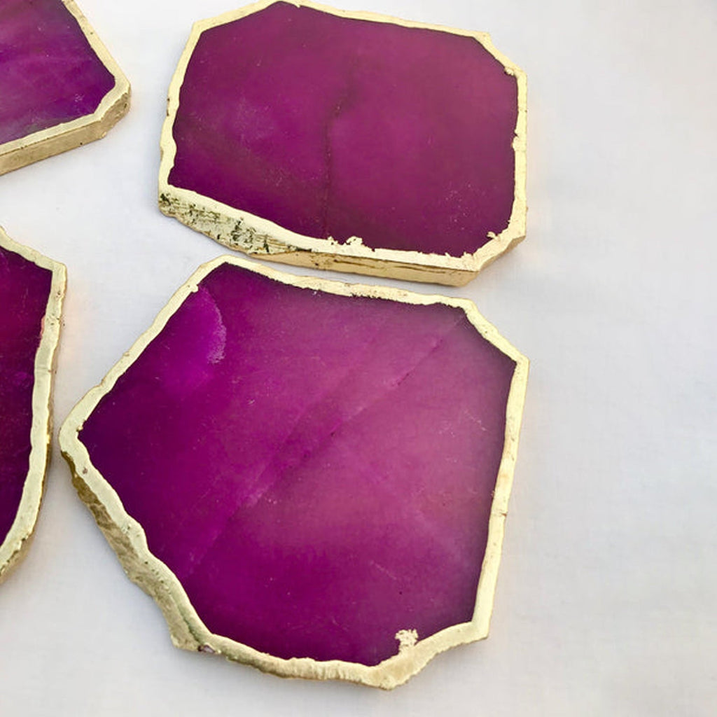 Magenta Aventurine Natural Edge Coasters – Set of 4