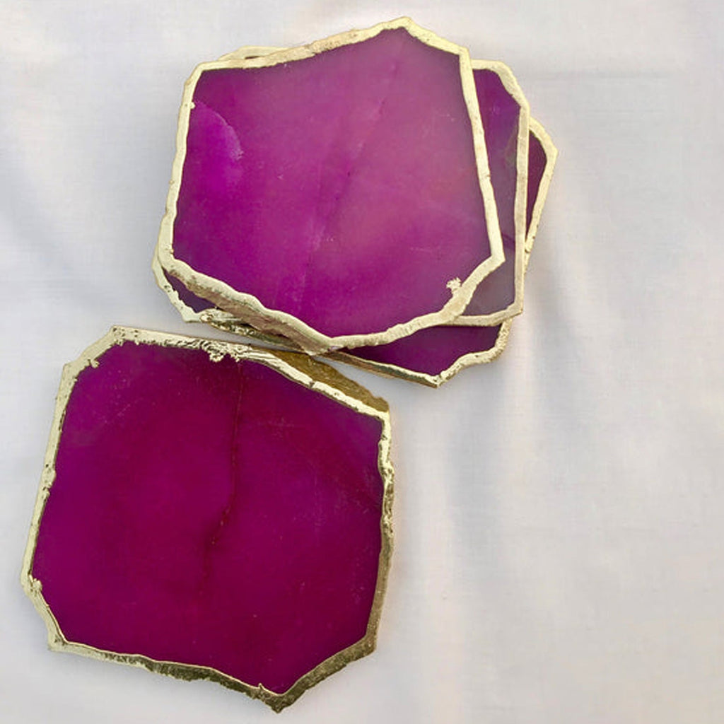 Magenta Aventurine Natural Edge Coasters – Set of 4
