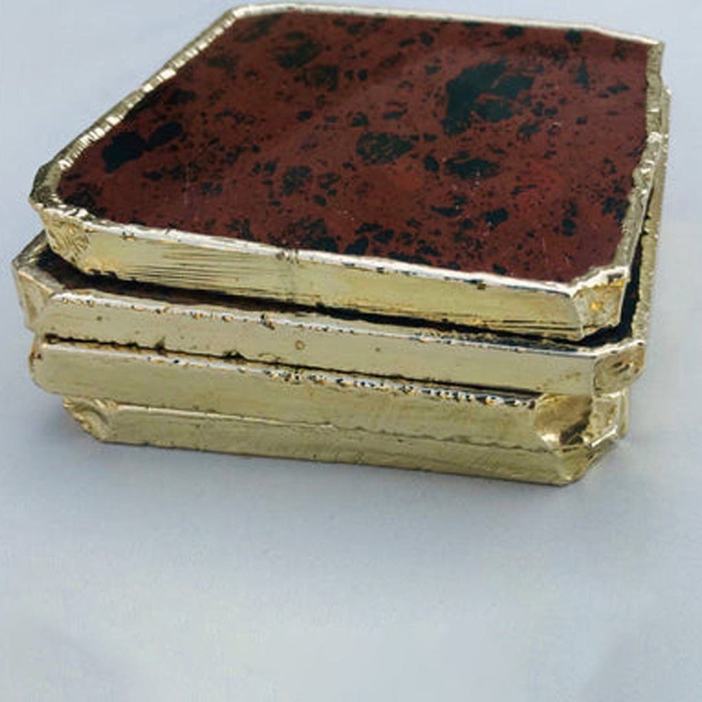 Mahogany Glass Natural Edge Coasters – Set of 4