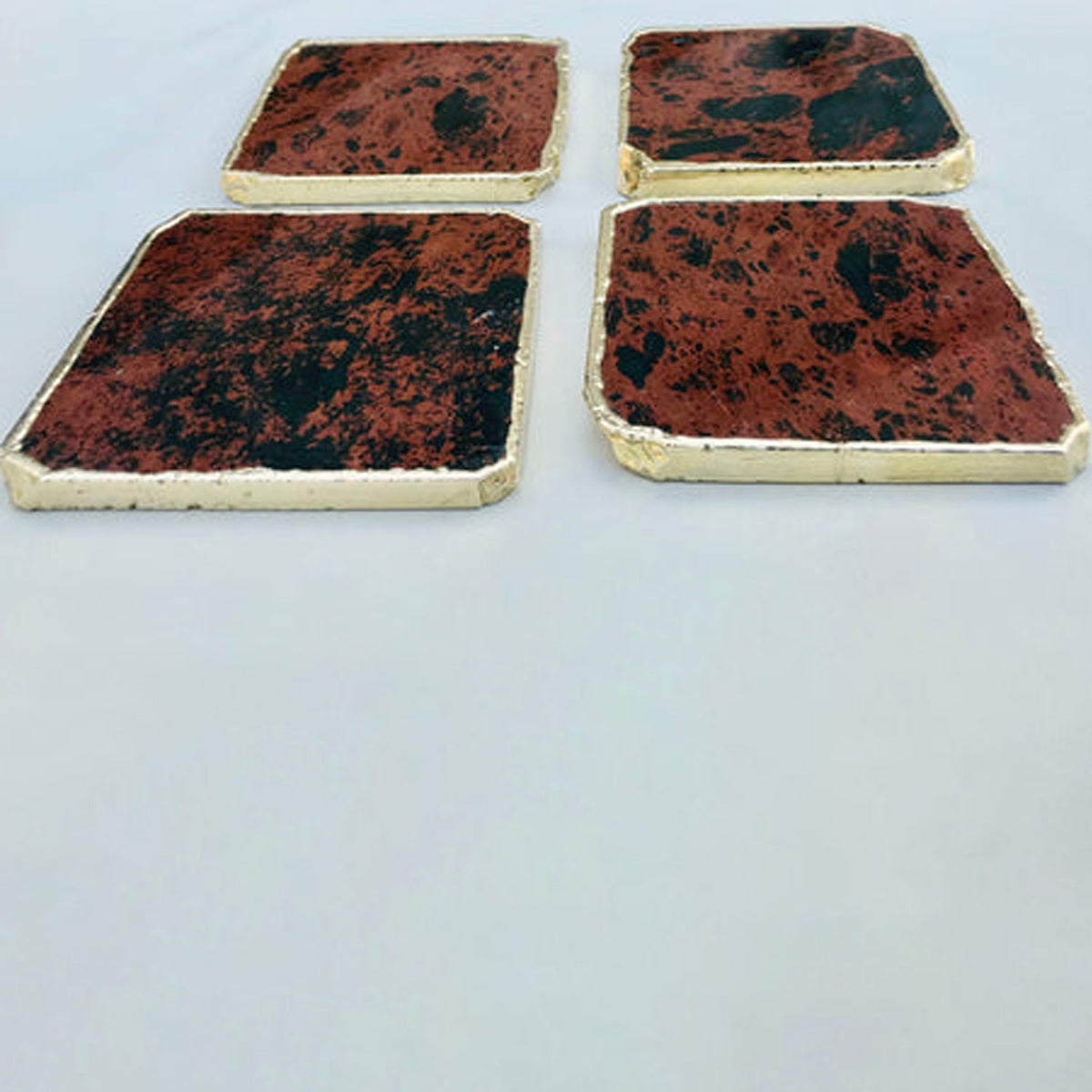 Mahogany Glass Natural Edge Coasters – Set of 4