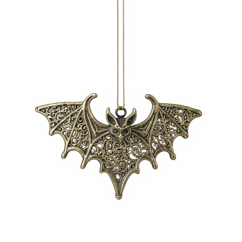 Bat Christmas ornament | Gothic metallic tree decor in gold, silver and antique | set of 2 or 4