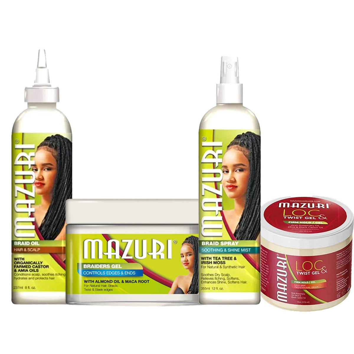 Mazuri Braids, Loc & Twist Gel, Oil, Spray & Styling Products – Full Range