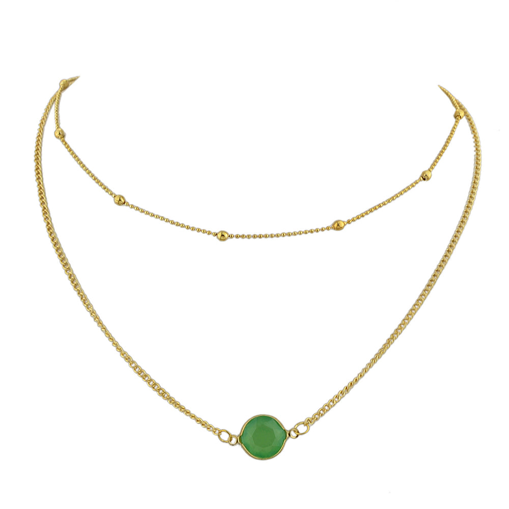 Boho Chic Double layer Gold Chain Round Charm Necklace Fashion Women Accessories