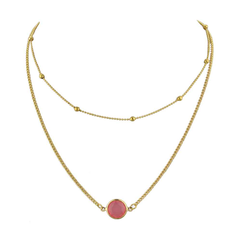 Boho Chic Double layer Gold Chain Round Charm Necklace Fashion Women Accessories