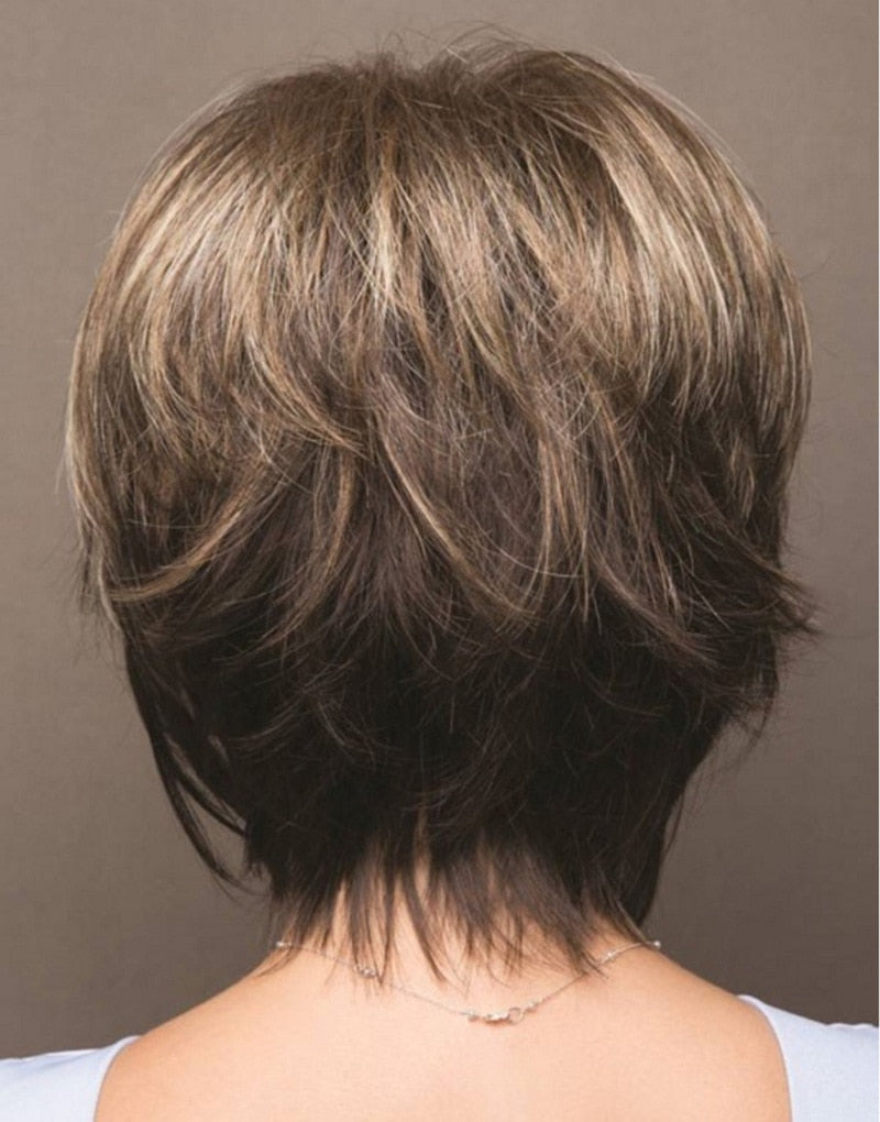 Natural Blonde Brown Short Wig