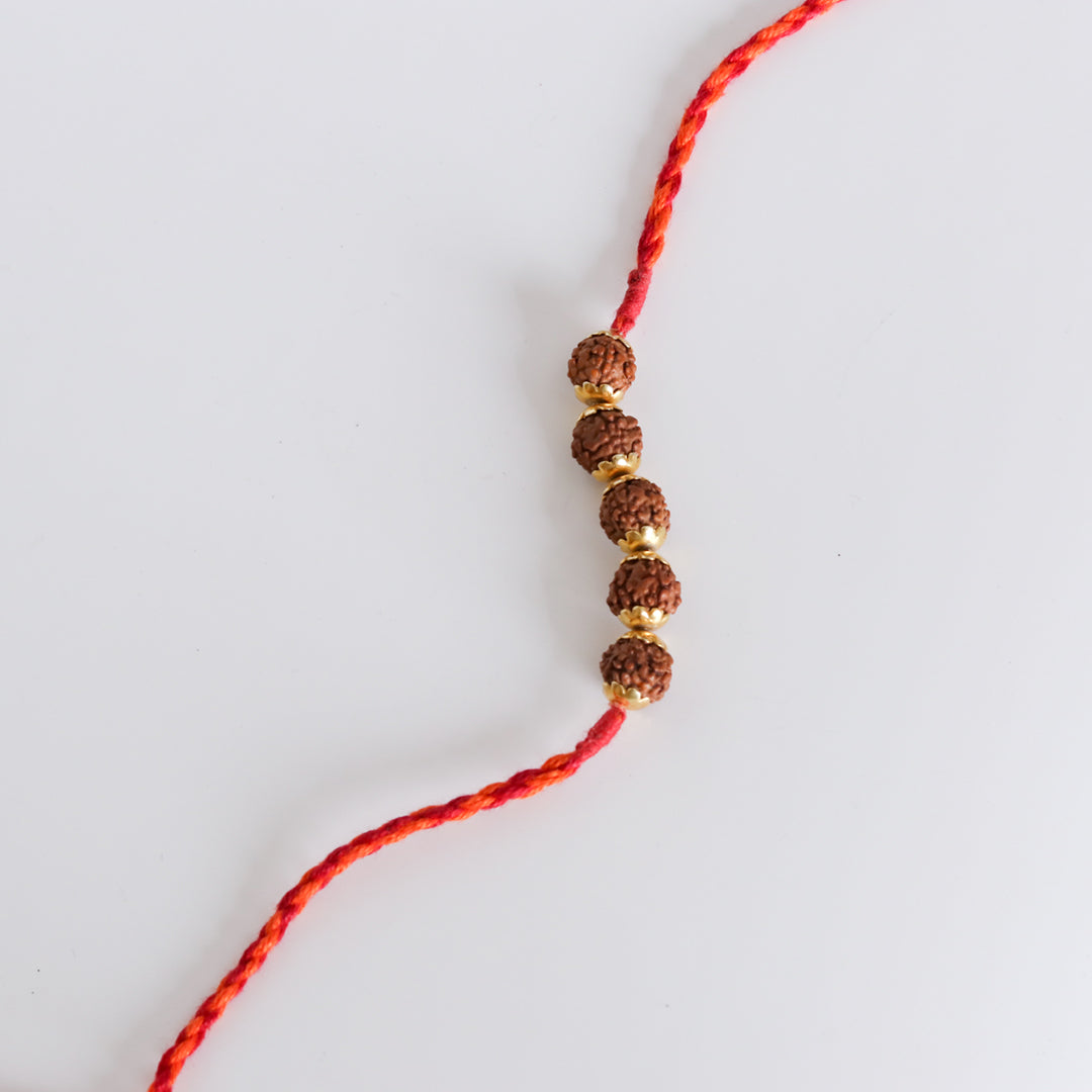 Rudraksha Golden Rakhi