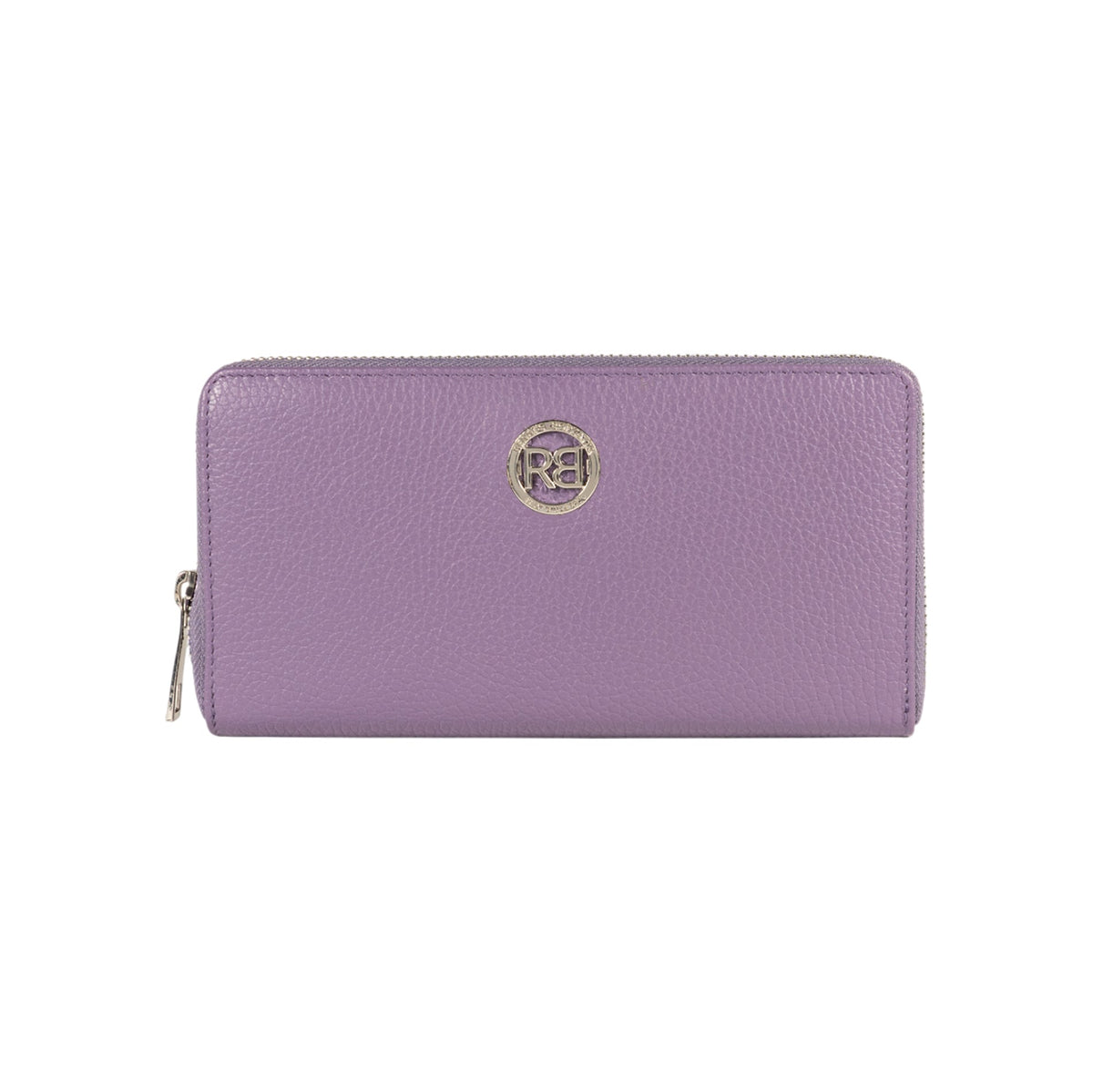 RB1081SY | Women's zip-up wallet made in Italy in genuine grained leather. Color: Purple. Dimensions: 20 x 10 x 2.5 cm. - Accessory at Dealshubindia